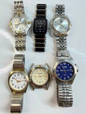 6 Men’s Classic Quartz Watches – Metal Bands – Bundle